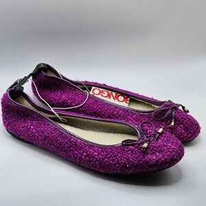 Bongo Women's Purple Sparkly Tweed Ballet Flats Slippers Shoes Size 9